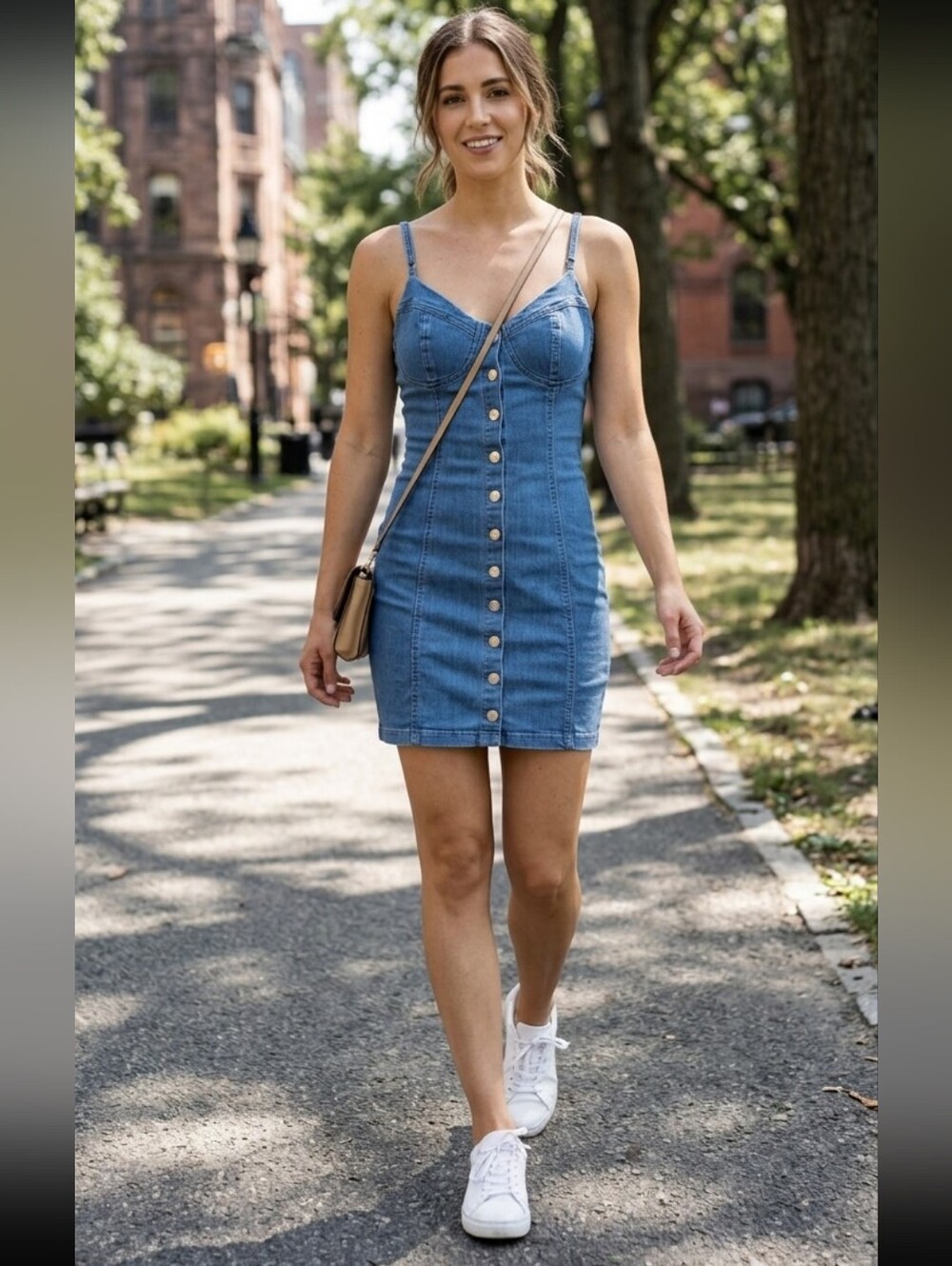 ​IRIS Denim Snap Button Front Mini Dress Cut Out Back Size Medium